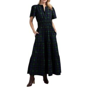 LEA Blackwatch Smocked Waist Maxi Dress